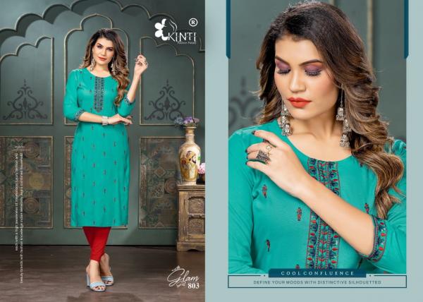 Kinti Glam Girl 8 Rayon Embroidery Straight Cut Kurti Collection